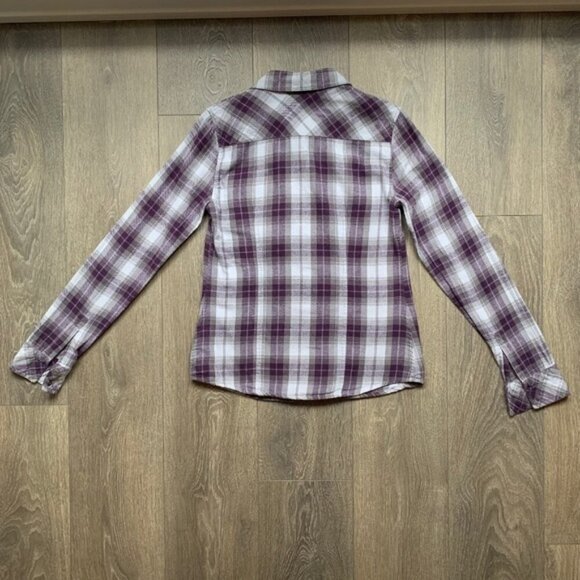 TNA Aritzia Women's Button Down Shirt Plaid Flannel Shirt Classic Purple Size S - Picture 12 of 16